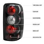 2000-2006 Chevrolet GMC Suburban/Tahoe/Yukon Tail Lights (Matte Black Housing/Clear Lens)