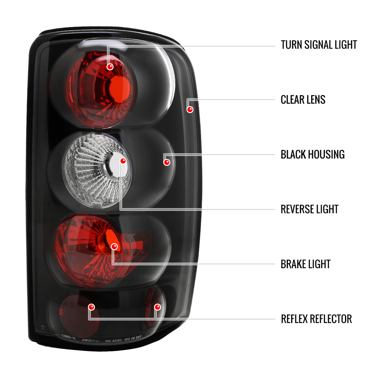 2000-2006 Chevrolet GMC Suburban/Tahoe/Yukon Tail Lights (Matte Black Housing/Clear Lens)