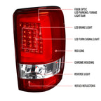 2000-2006 Chevrolet Suburban/Tahoe GMC Yukon/Yukon XL LED C Bar Tail Lights (Chrome Housing/Red Clear Lens)