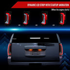 2007-2014 Chevrolet Tahoe/Suburban / 2007-2014 GMC Yukon/Yukon Denali LED Sequential Turn Signal Tail Lights  (Jet Black Housing/Clear Lens)
