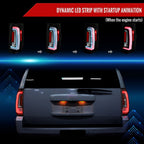 2007-2014 Chevrolet Tahoe/Suburban / 2007-2014 GMC Yukon/Yukon Denali LED Sequential Turn Signal Tail Lights  (Matte Black Housing/Clear Lens)
