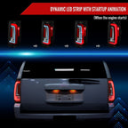 2007-2014 Chevrolet Tahoe/Suburban / 2007-2014 GMC Yukon/Yukon Denali Red LED Sequential Turn Signal Tail Lights  (Matte Black Housing/Clear Lens)