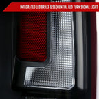 2007-2014 Chevrolet Tahoe/Suburban / 2007-2014 GMC Yukon/Yukon Denali Red LED Sequential Turn Signal Tail Lights  (Matte Black Housing/Clear Lens)