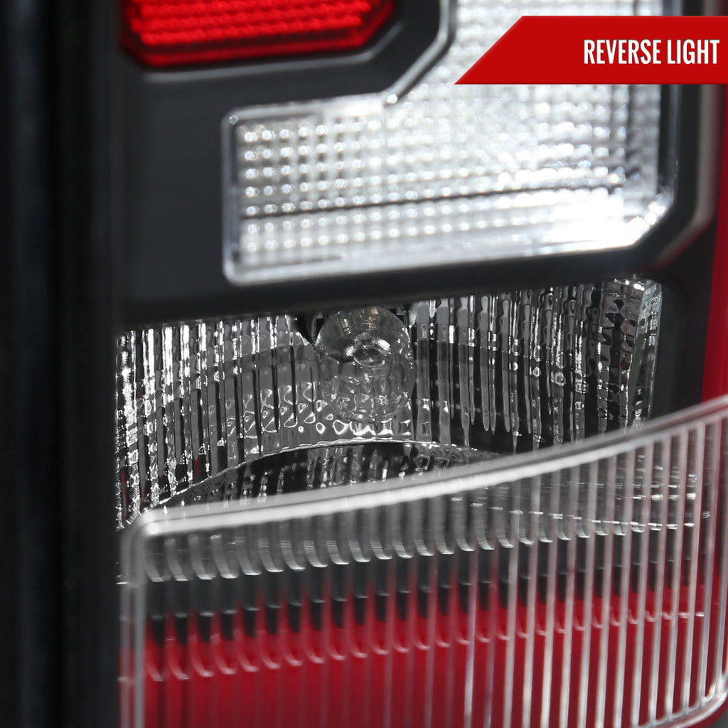 2007-2014 Chevrolet Tahoe/Suburban / 2007-2014 GMC Yukon/Yukon Denali Red LED Sequential Turn Signal Tail Lights  (Matte Black Housing/Clear Lens)