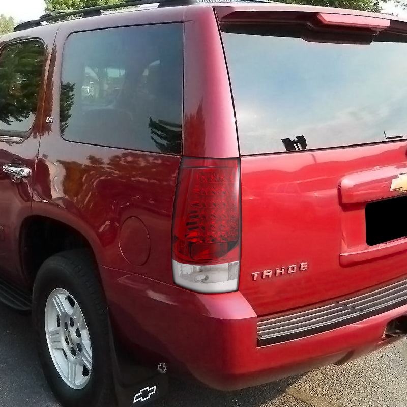 2007-2014 Chevrolet Tahoe/Suburban LED Tail Lights (Chrome Housing/Red Clear Lens)