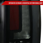 2007-2014 Chevrolet Tahoe/Suburban / 2007-2014 GMC Yukon/Yukon Denali LED Sequential Turn Signal Tail Lights  (Matte Black Housing/Smoked Lens)