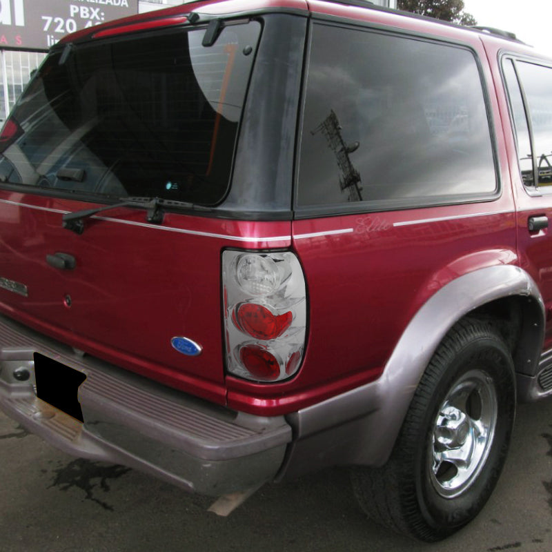 1995-1997 Ford Explorer Tail Lights (Chrome Housing/Clear Lens)