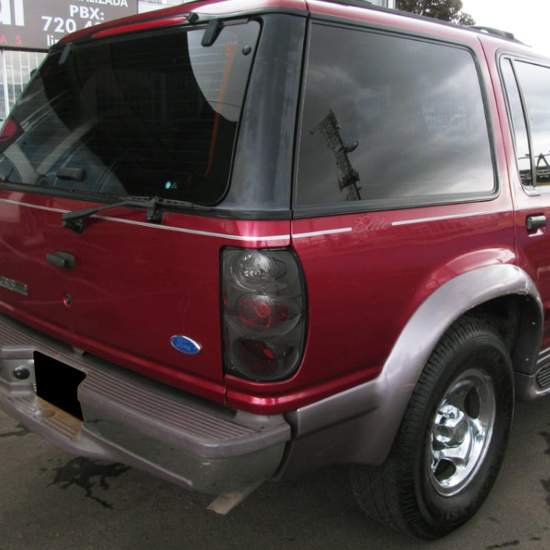 1995-1997 Ford Explorer Tail Lights (Chrome Housing/Smoked Lens)