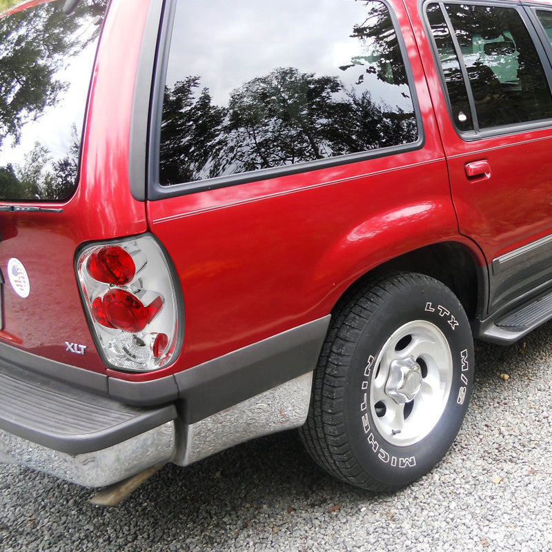 1998-2001 Ford Explorer Mercury Mountaineer Tail Lights (Chrome Housing/Clear Lens)