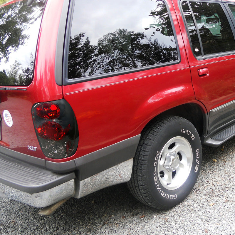 1998-2001 Ford Explorer Mercury Mountaineer Tail Lights (Chrome Housing/Smoked Lens)