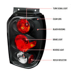 1998-2001 Ford Explorer Mercury Mountaineer Tail Lights (Matte Black Housing/Clear Lens)