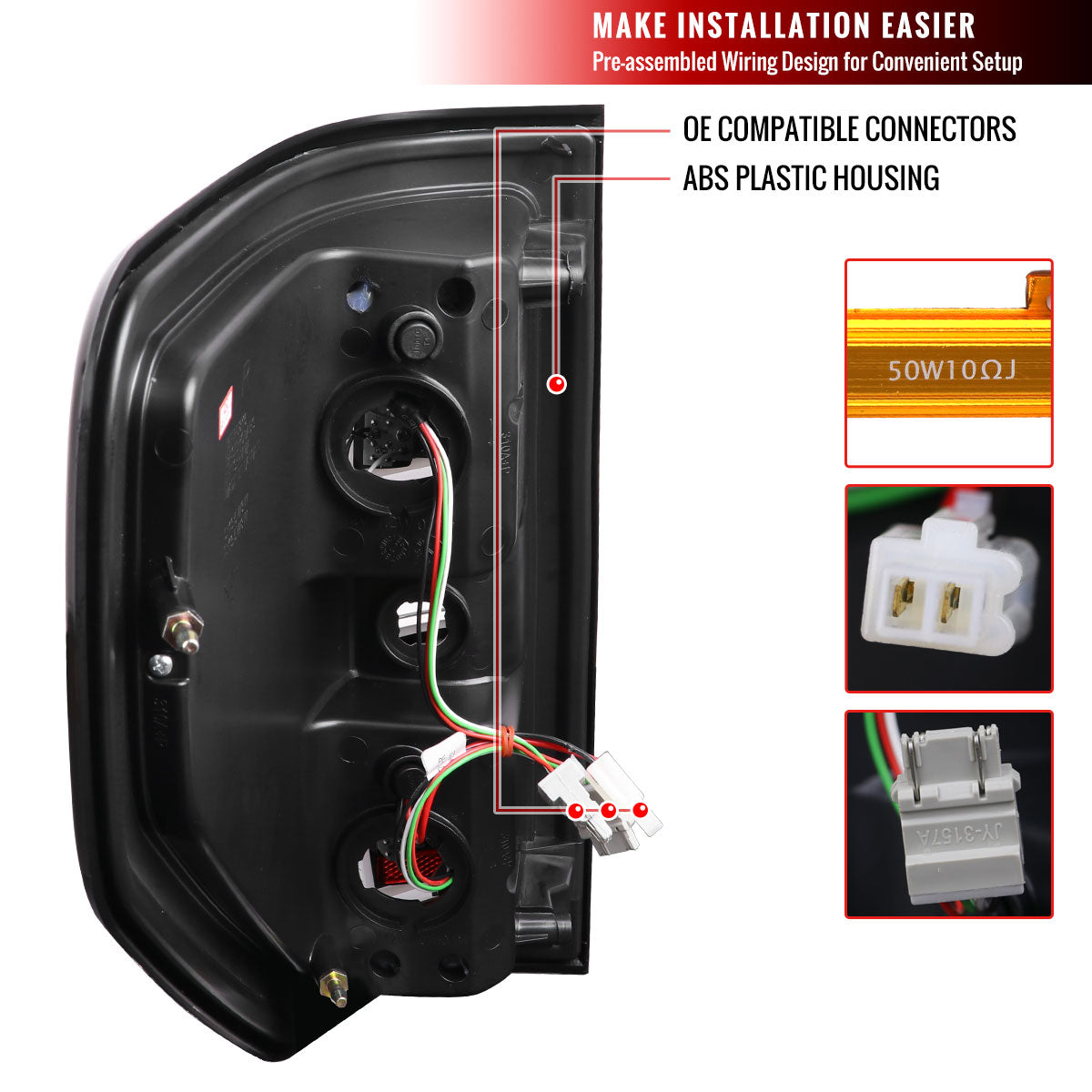 2009-2014 Ford F-150 Red C-Bar LED Tail Lights (Jet Black Housing/Clear Lens)