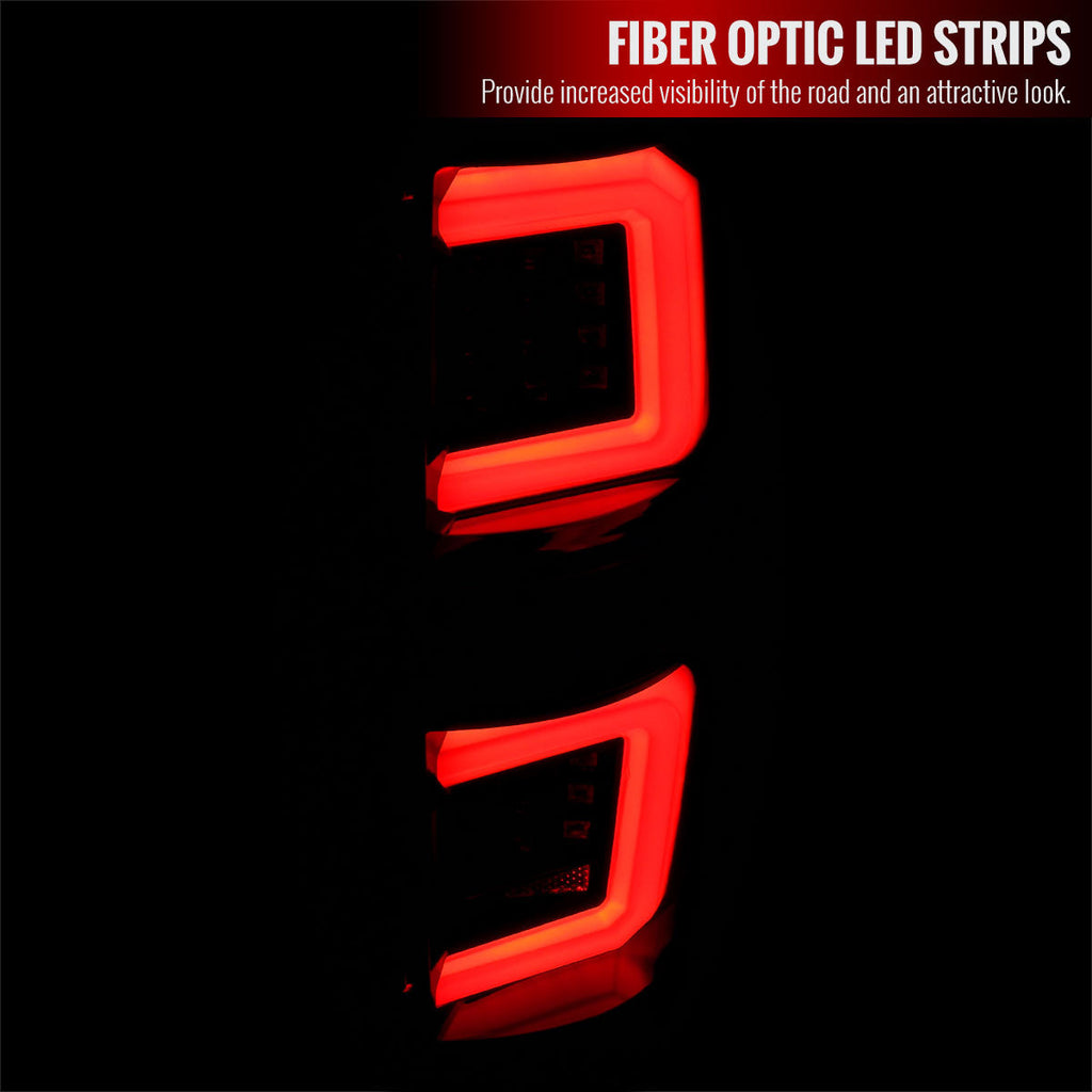 2009-2014 Ford F-150 Red C-Bar LED Tail Lights (Jet Black Housing/Clear Lens)