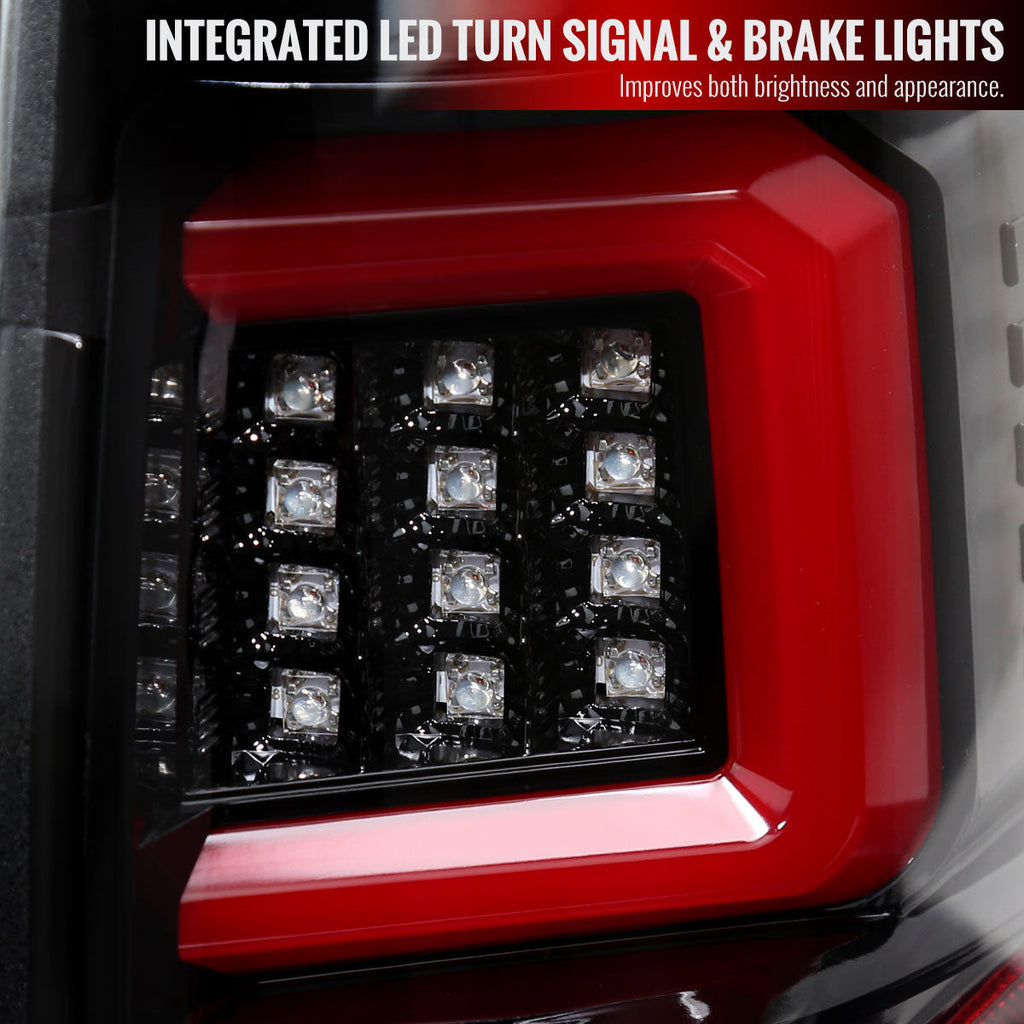 2009-2014 Ford F-150 Red C-Bar LED Tail Lights (Jet Black Housing/Clear Lens)