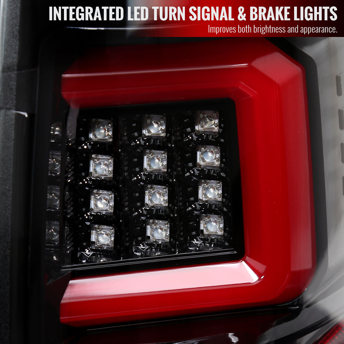 2009-2014 Ford F-150 Red C-Bar LED Tail Lights (Jet Black Housing/Clear Lens)
