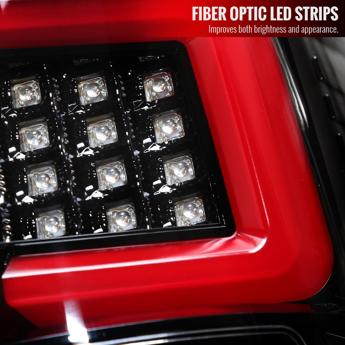 2009-2014 Ford F-150 Red C-Bar LED Tail Lights (Jet Black Housing/Clear Lens)