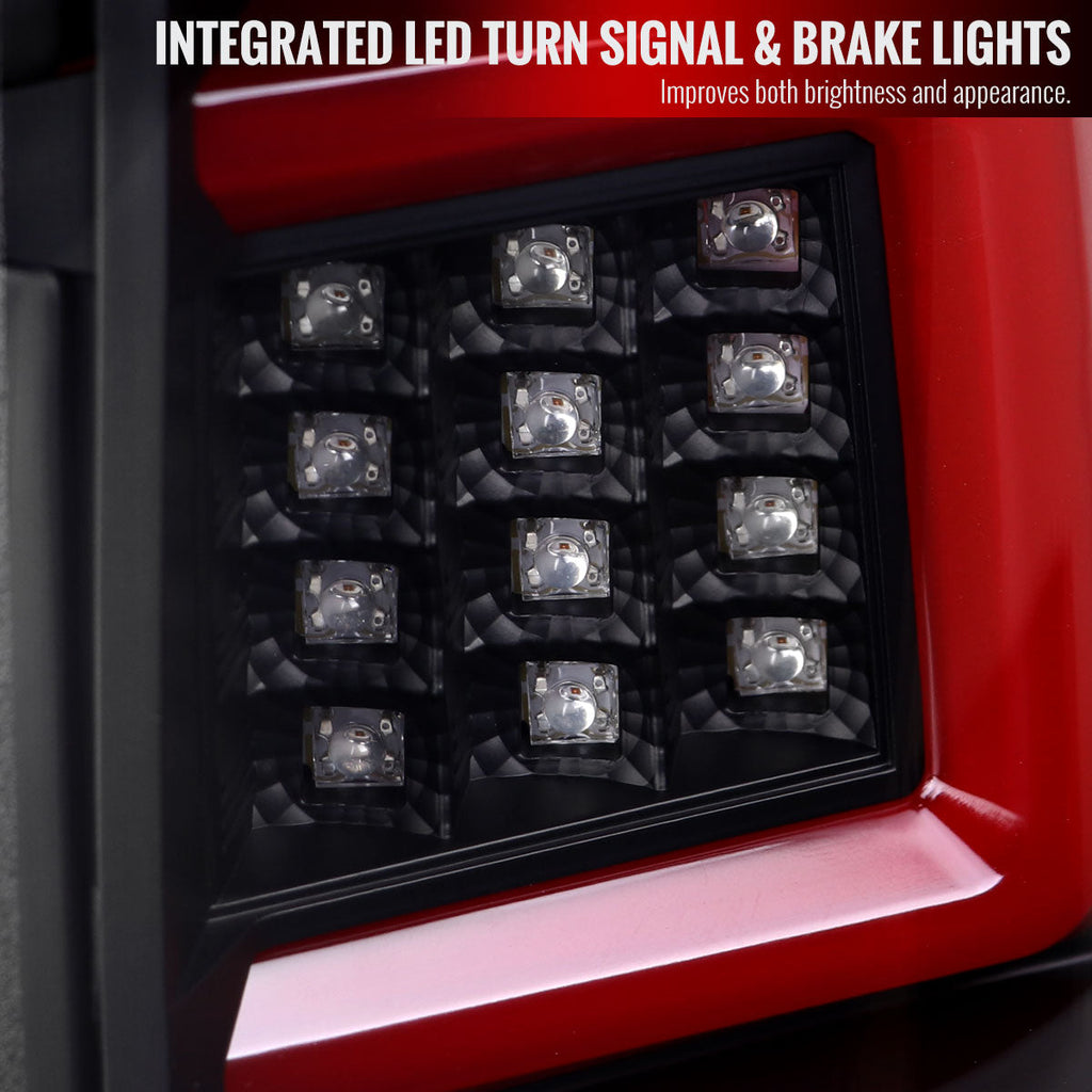 2009-2014 Ford F-150 LED Tail Lights with Red LED Bar (Matte Black Housing/Clear Lens)