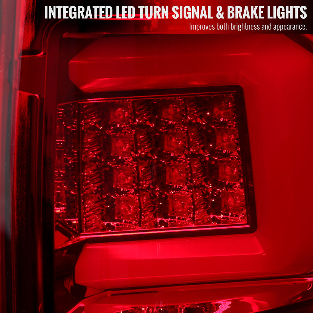 2009-2014 Ford F-150 Red C-Bar LED Tail Lights (Chrome Housing/Red Lens)