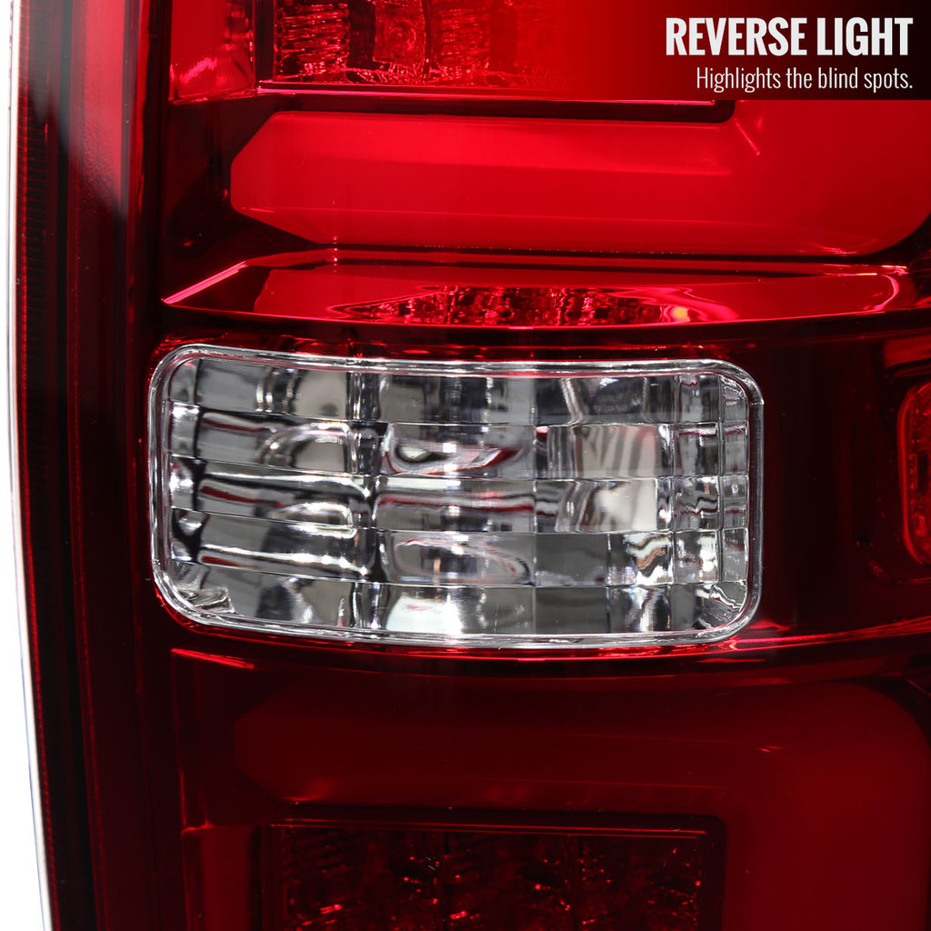 2009-2014 Ford F-150 Red C-Bar LED Tail Lights (Chrome Housing/Red Lens)