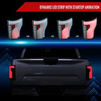 2015-2017 Ford F-150 Sequential Turn Signal Animated White LED Bar Tail Lights (Matte Black Housing/Clear Lens)