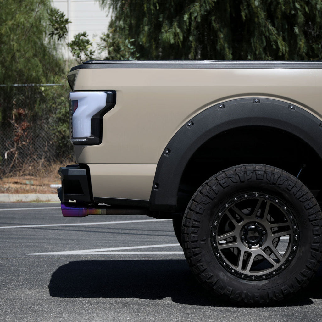 2015-2017 Ford F-150 Sequential Turn Signal Animated White LED Bar Tail Lights (Matte Black Housing/Clear Lens)