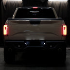 2015-2017 Ford F-150 Sequential Turn Signal Animated Red LED Bar Tail Lights (Matte Black Housing/Clear Lens)