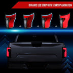 2015-2017 Ford F-150 Sequential Turn Signal Animated Red LED Bar Tail Lights (Matte Black Housing/Clear Lens)