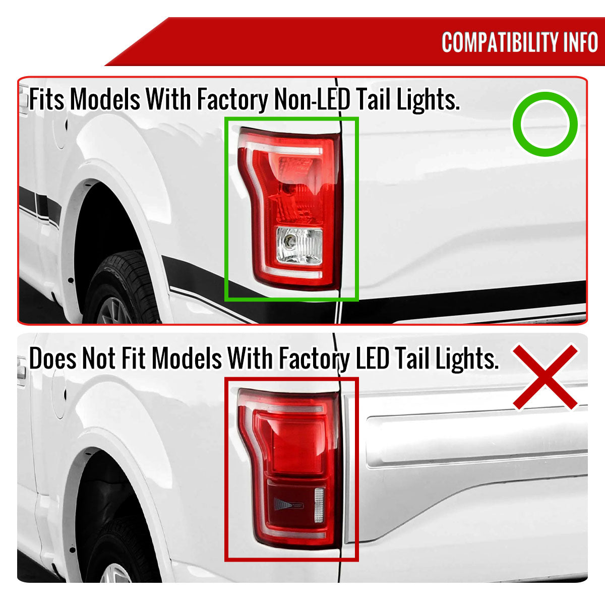 2015-2017 Ford F-150 Factory Style Driver/Left Replacement Tail Light Assembly (Chrome Housing/Red Clear Lens)