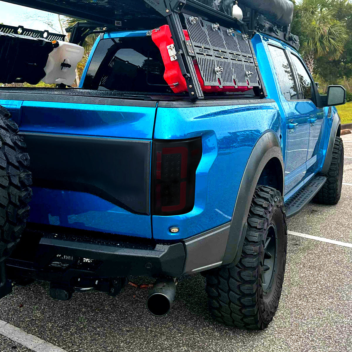 2015-2020 Ford F-150 Red LED Bar Tail Light Assembly (Glossy Black Housing/Smoked Lens)