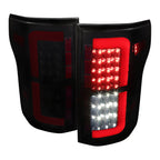 2015-2020 Ford F-150 Red LED Bar Tail Light Assembly (Glossy Black Housing/Smoked Lens)