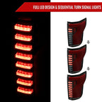 2015-2017 Ford F-150 Sequential Turn Signal Animated Red LED Bar Tail Lights (Black Housing/Smoked Lens)