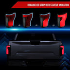 2015-2017 Ford F-150 Sequential Turn Signal Animated Red LED Bar Tail Lights (Black Housing/Smoked Lens)