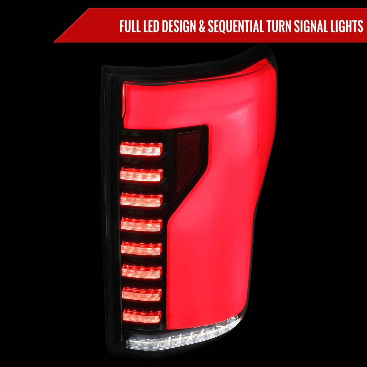 2018-2020 Ford F-150 Sequential Turn Signal Animated White LED Bar Tail Lights (Matte Black Housing/Clear Lens)
