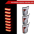 2018-2020 Ford F-150 Sequential Turn Signal Animated White LED Bar Tail Lights (Matte Black Housing/Clear Lens)