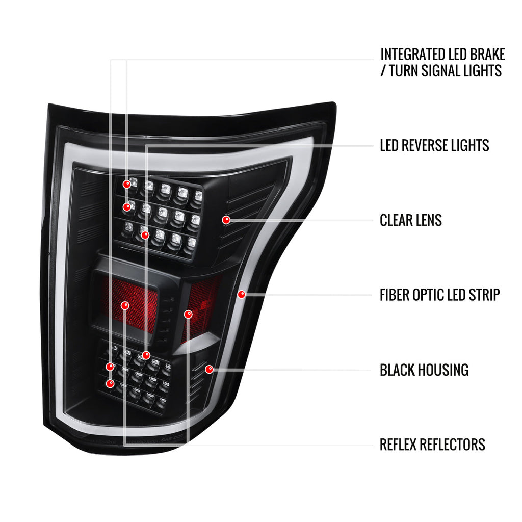 2018-2020 Ford F-150 LED Tail Lights (Matte Black Housing/Clear Lens)