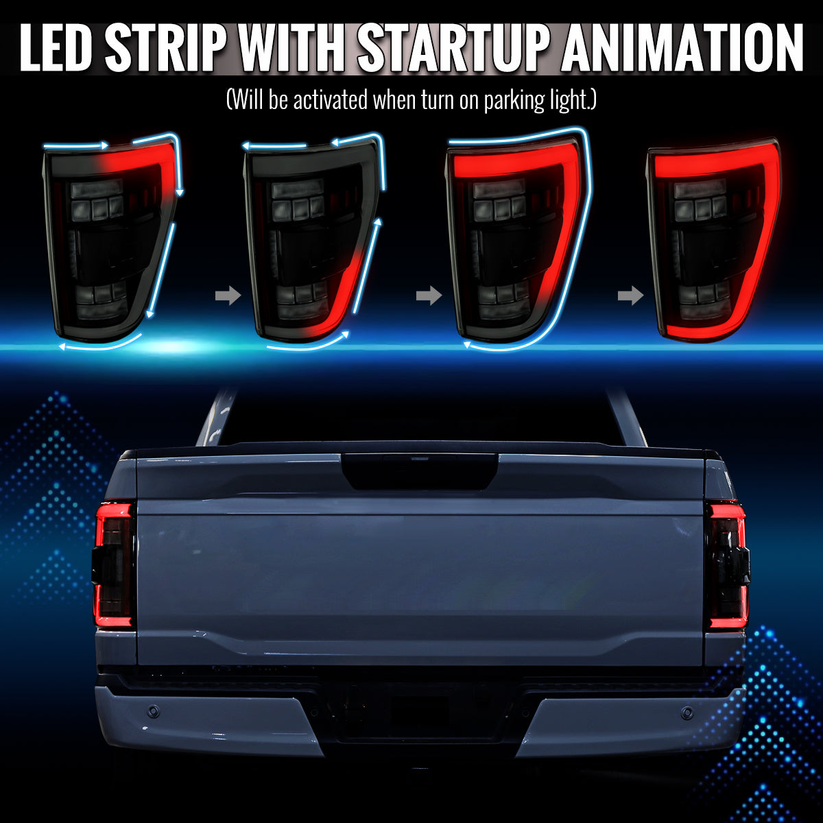 2021??‚??2023 Ford F-150 LED Tail Lights w/ Switchback Sequential Turn Signals (Glossy Black Housing / Smoked Lens)