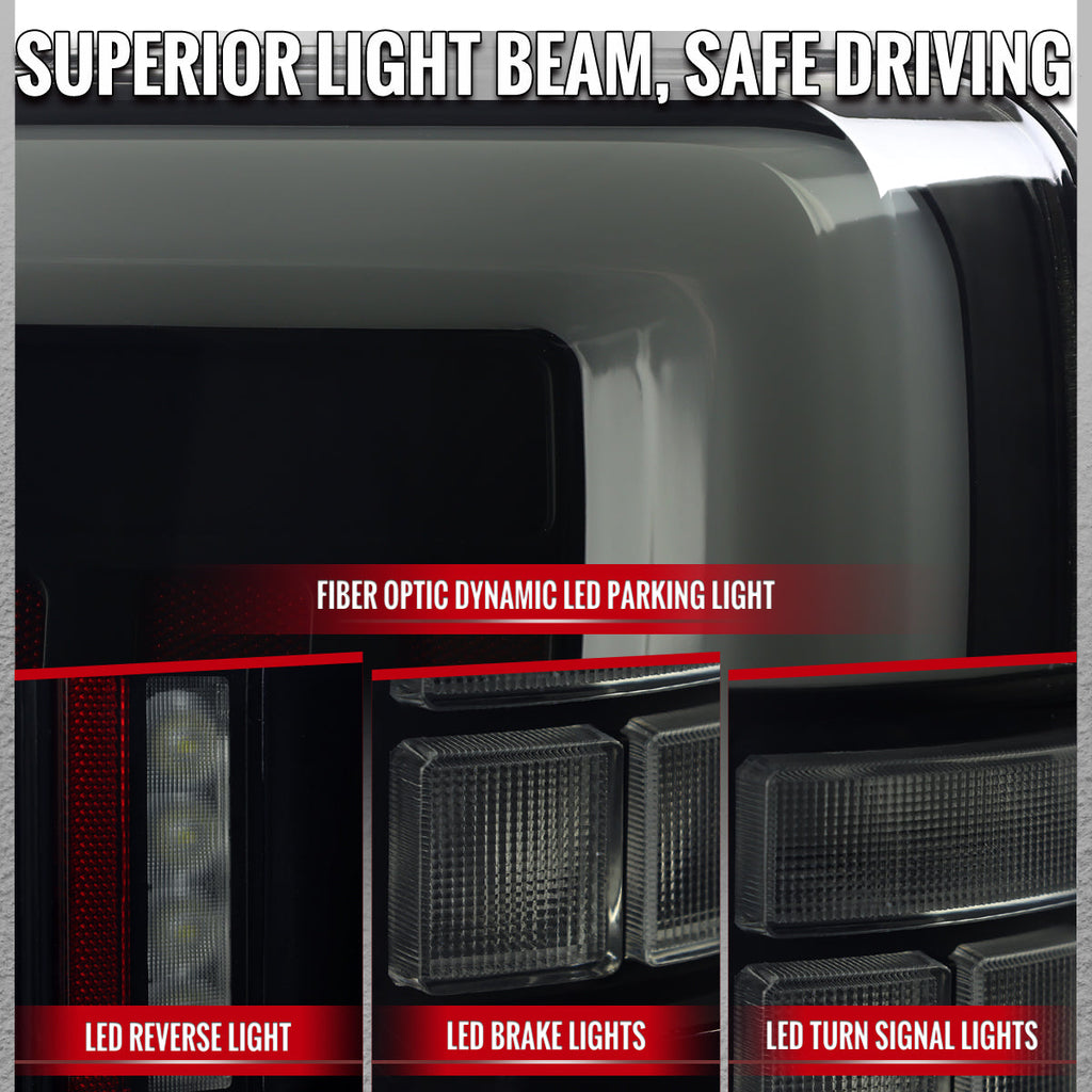 2021??‚??2023 Ford F-150 LED Tail Lights w/ Switchback Sequential Turn Signals (Glossy Black Housing / Smoked Lens)
