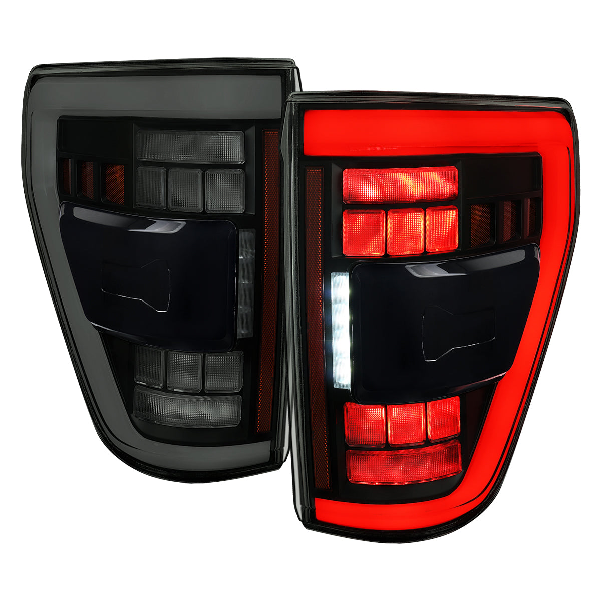 2021??‚??2023 Ford F-150 LED Tail Lights w/ Switchback Sequential Turn Signals (Glossy Black Housing / Smoked Lens)
