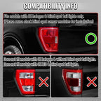 2021-2023 Ford F-150 Full LED Tail Lights with Red Light Bar Sequential Turn Signal, Startup Animation & Factory BSM Compatibility (Glossy Black Housing / Clear Lens)