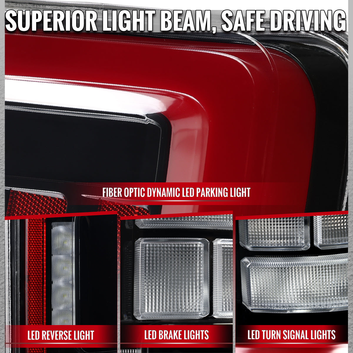 2021??‚??2023 Ford F-150 LED Tail Lights w/ Switchback Sequential Turn Signals (Black Housing / Clear Lens)