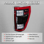 2021??‚??2023 Ford F-150 LED Tail Lights w/ Switchback Sequential Turn Signals (Black Housing / Clear Lens)