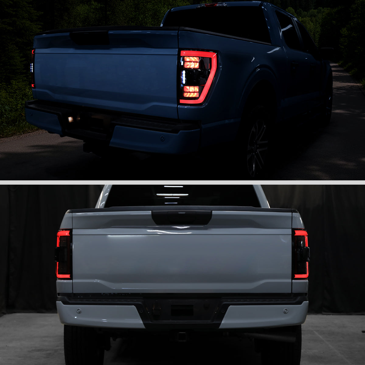 2021??‚??2023 Ford F-150 LED Tail Lights w/ Switchback Sequential Turn Signals (Black Housing / Clear Lens)