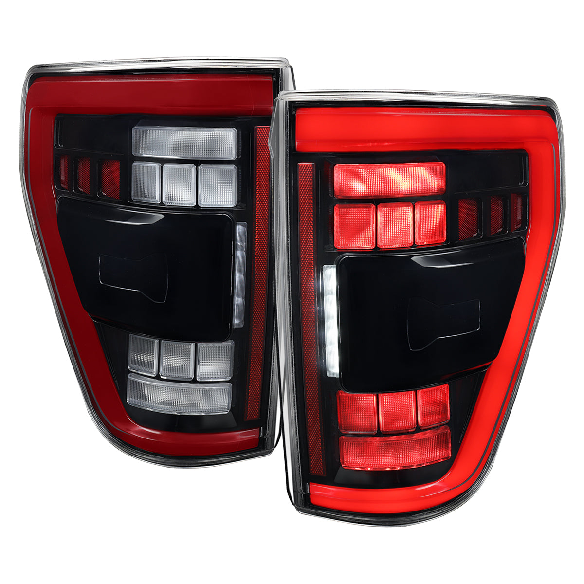 2021??‚??2023 Ford F-150 LED Tail Lights w/ Switchback Sequential Turn Signals (Black Housing / Clear Lens)