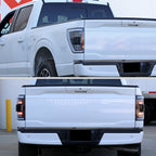 2021-2023 Ford F-150 Full LED Tail Lights with White Light Bar Sequential Turn Signal, Startup Animation & Factory BSM Compatibility (Black Housing / Clear Lens)