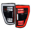 2021-2023 Ford F-150 Full LED Tail Lights with White Light Bar Sequential Turn Signal, Startup Animation & Factory BSM Compatibility (Black Housing / Clear Lens)