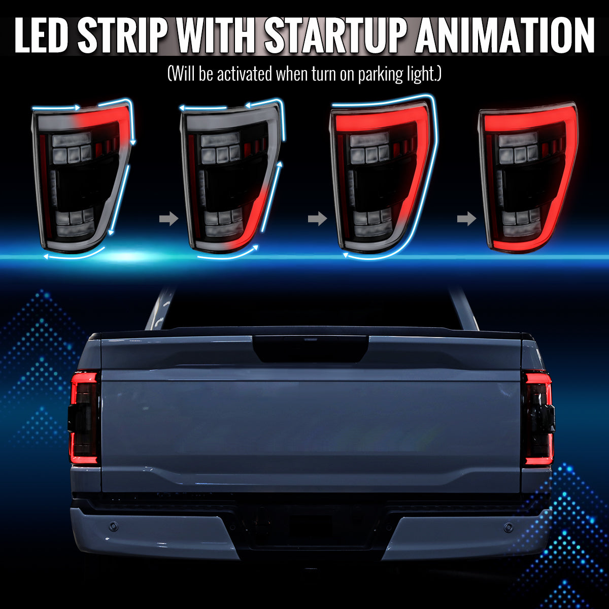 2021??‚??2023 Ford F-150 LED Tail Lights w/ Switchback Sequential Turn Signals (Matte Black Housing / Clear Lens)