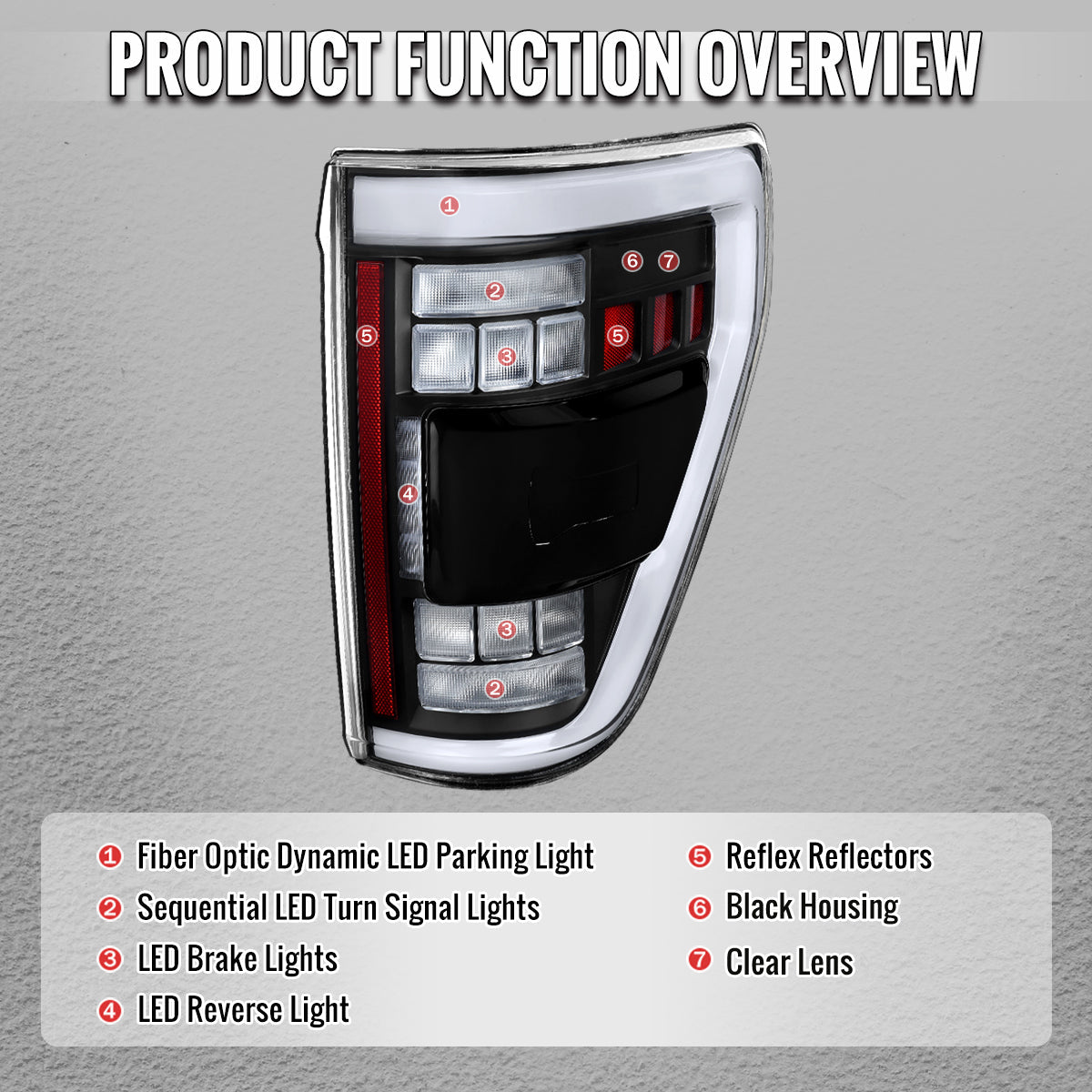 2021??‚??2023 Ford F-150 LED Tail Lights w/ Switchback Sequential Turn Signals (Matte Black Housing / Clear Lens)