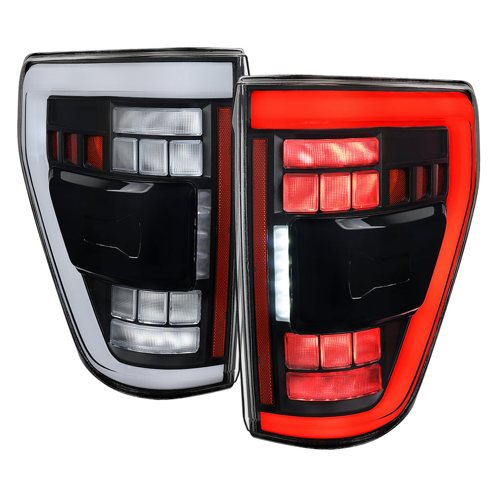 2021??‚??2023 Ford F-150 LED Tail Lights w/ Switchback Sequential Turn Signals (Matte Black Housing / Clear Lens)