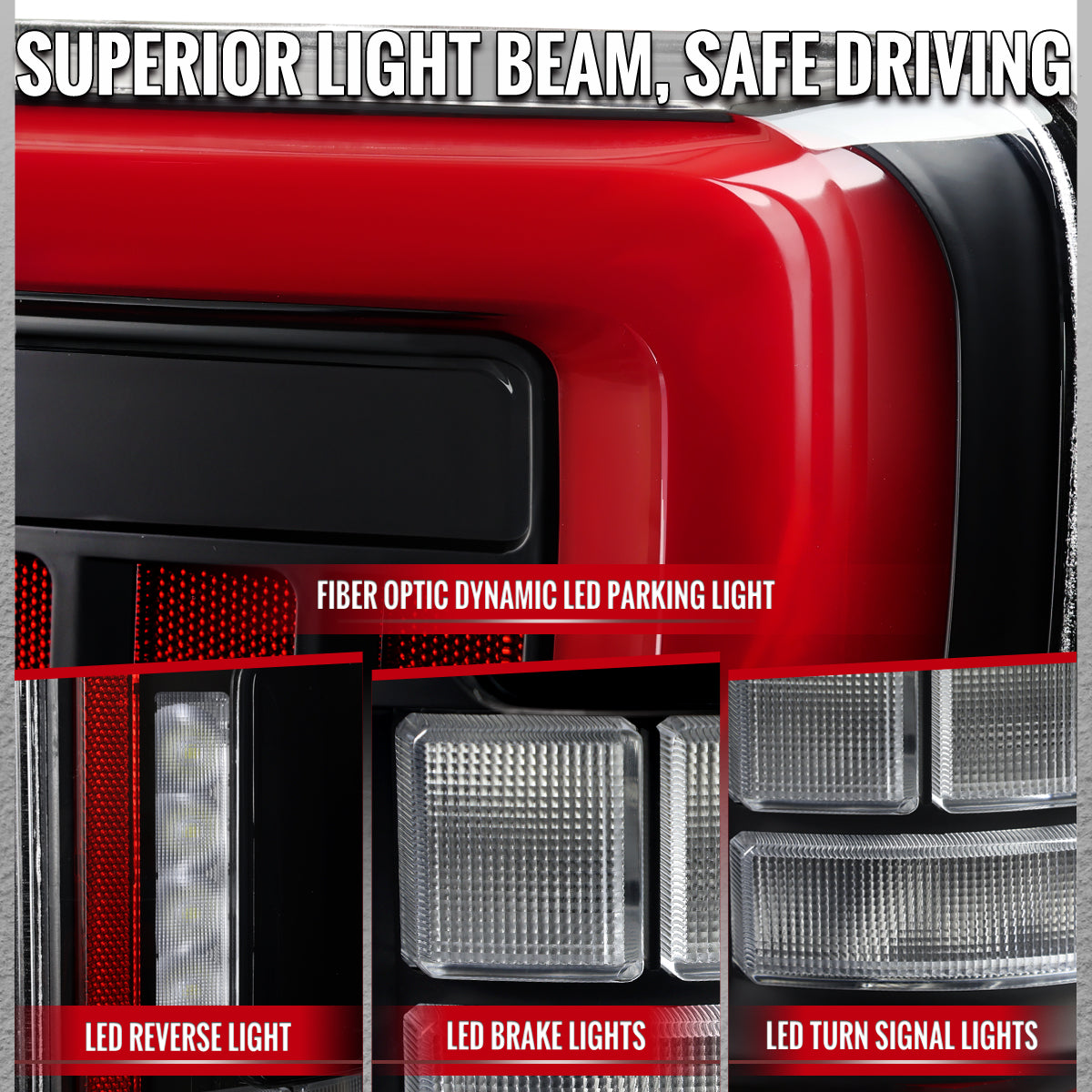 2021-2023 Ford F-150 Full LED Tail Lights with Red Light Bar Sequential Turn Signal, Startup Animation & Factory BSM Compatibility (Matte Black Housing / Clear Lens)