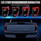 2021??‚??2023 Ford F-150 Red LED Tail Lights w/ Switchback Sequential Turn Signals (Matte Black Housing / Clear Lens)
